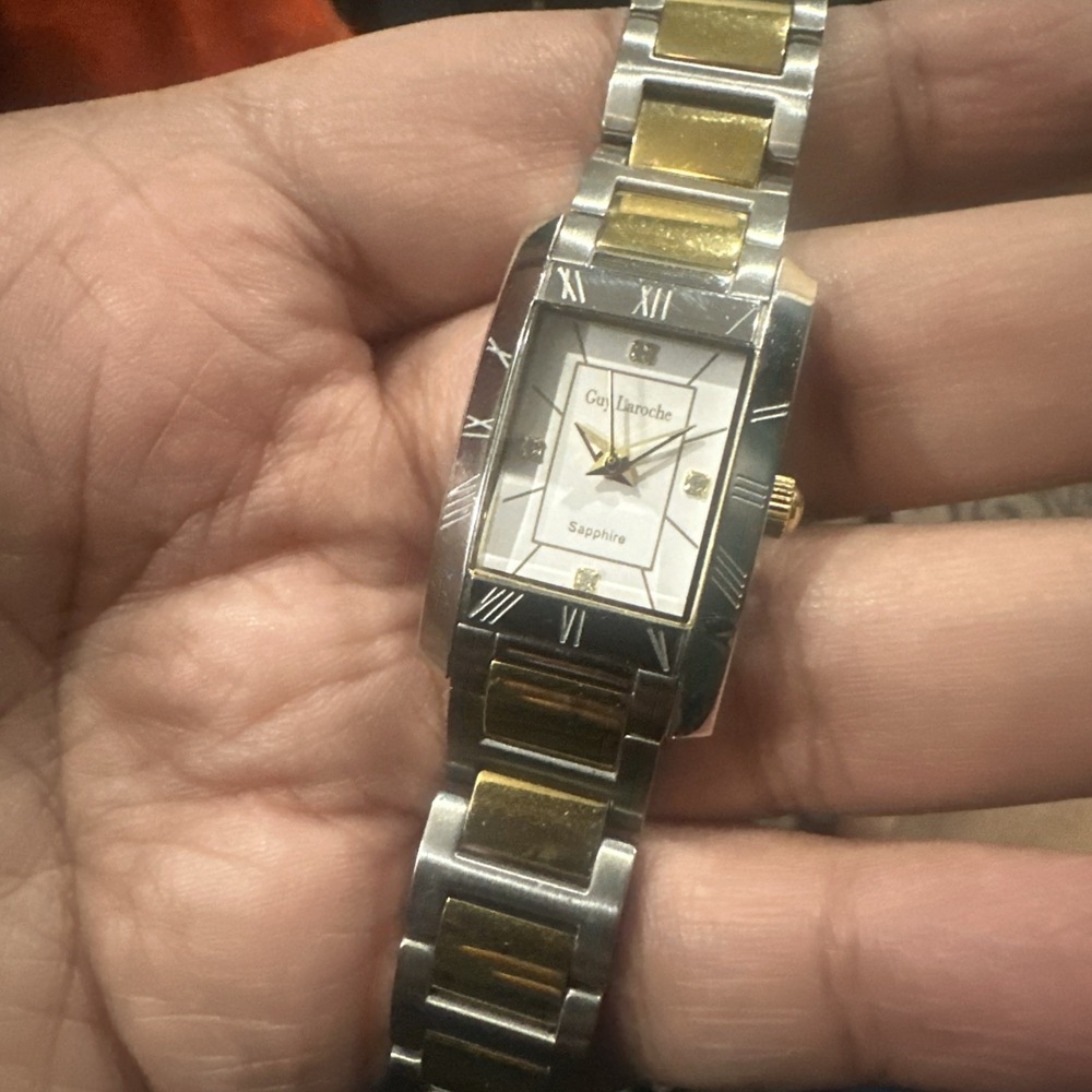 Guy Laroche Sapphire Swiss Ladies Watch Two Tone GL-6323-01 New Battery 20mm 6in